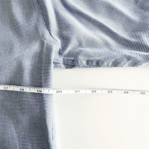 Michael Kors Mens Non Iron Shirt Button Long Sleeve Houndstooth Blue 16 Neck - Picture 6 of 8